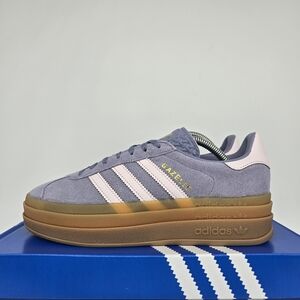 adidas Gazelle Bold JQ1297 Silver Violet Pink Shoes Women's Size 6.5 New
